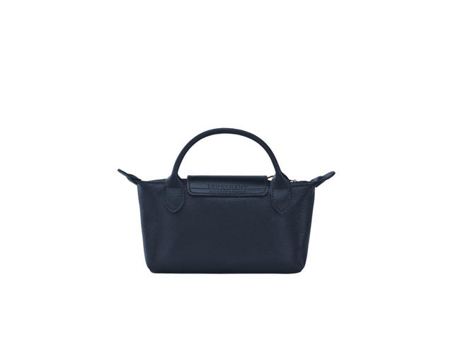 Longchamp Longchamp Le Pliage City Pouch With Handle In Canvas With Silver Hardware Navy - view 2