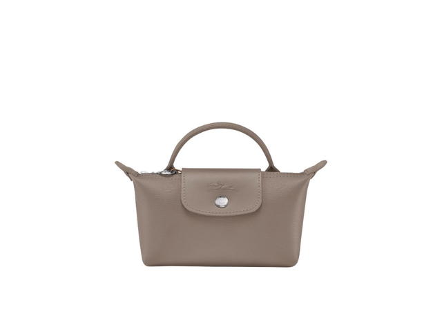 Longchamp Longchamp Le Pliage City Pouch With Handle In Canvas With Silver Hardware Taupe - view 1