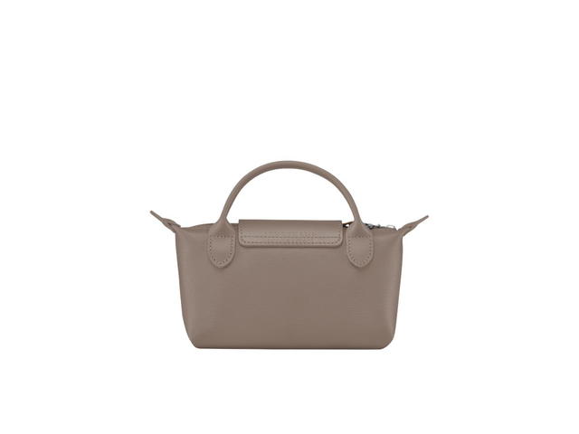 Longchamp Longchamp Le Pliage City Pouch With Handle In Canvas With Silver Hardware Taupe - view 2