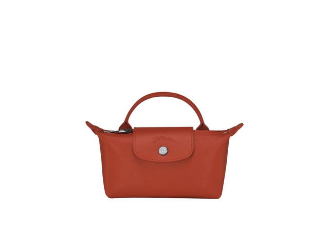 Longchamp Longchamp Le Pliage City Pouch With Handle In Canvas With Silver Hardware Terracotta - view 1