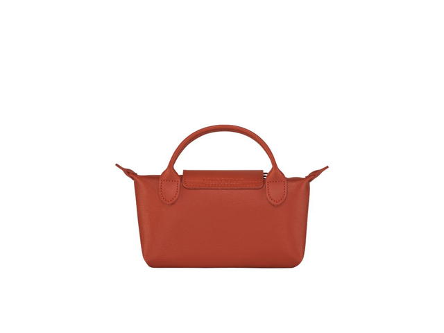 Longchamp Longchamp Le Pliage City Pouch With Handle In Canvas With Silver Hardware Terracotta - view 2
