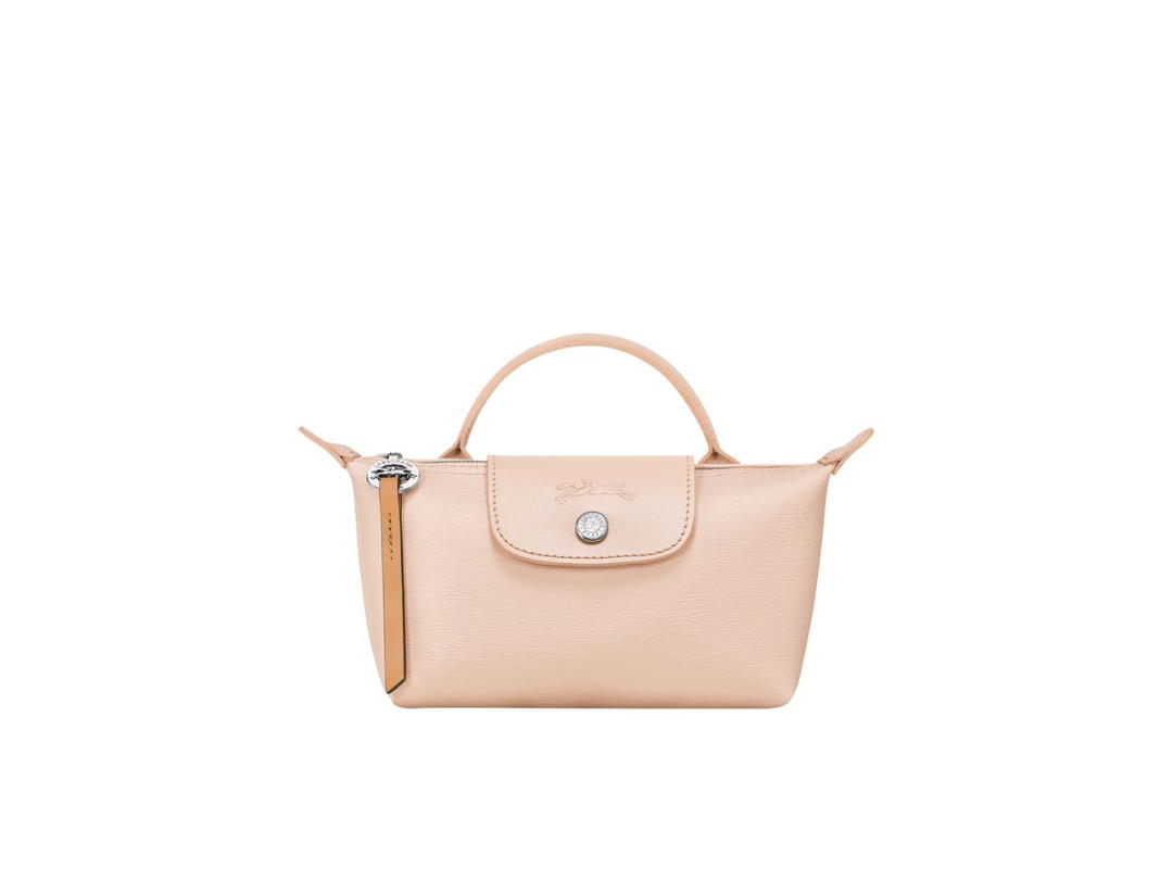Longchamp Longchamp Le Pliage City Pouch With Handle In Canvas With Silver Hardware Buff