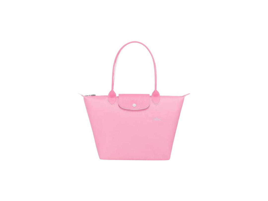 Longchamp Longchamp Le Pliage Club Large Shoulder Bag In Canvas With Silver Color Metallic Hardware Pink