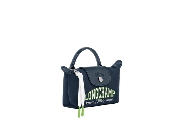 Longchamp Longchamp Le Pliage Pouch With Handle In Cotton Jersey Canvas With Silver Hardware Navy - view 2