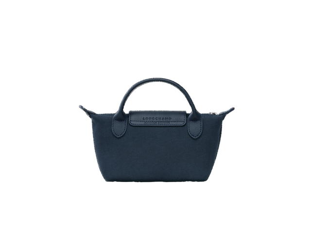 Longchamp Longchamp Le Pliage Pouch With Handle In Cotton Jersey Canvas With Silver Hardware Navy - view 3