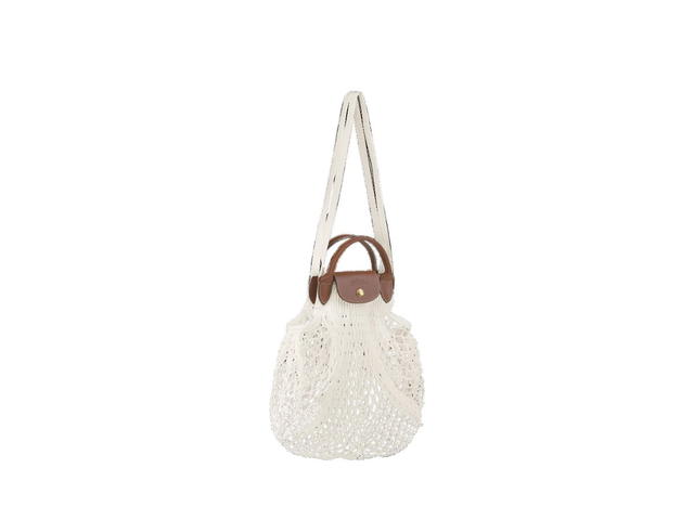 Longchamp Longchamp Le Pliage Filet L Mesh Bag In Canvas With Gold Metallic Hardware Ecru - view 2