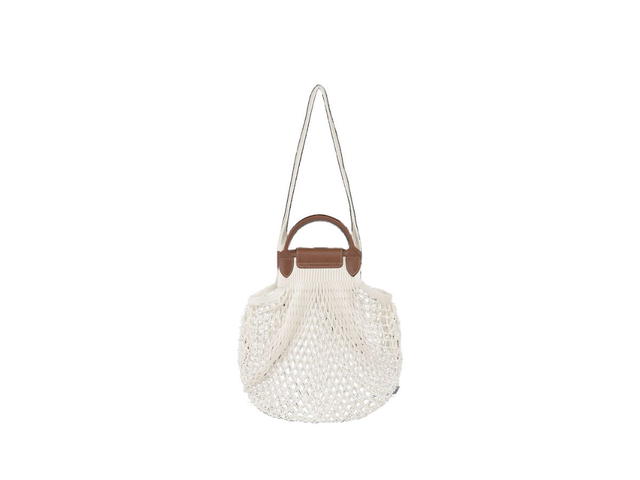 Longchamp Longchamp Le Pliage Filet L Mesh Bag In Canvas With Gold Metallic Hardware Ecru - view 3