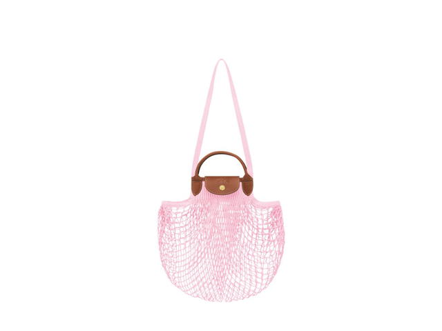 Longchamp Longchamp Le Pliage Filet L Mesh Bag In Cotton Canvas With Gold Hardware Pink - view 1