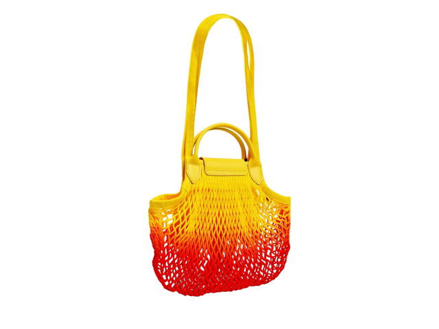 Longchamp Longchamp Le Pliage Filet Mesh Bag In Cotton Canvas With Silver Metal Hardware Tie-Dye Yellow - view 2