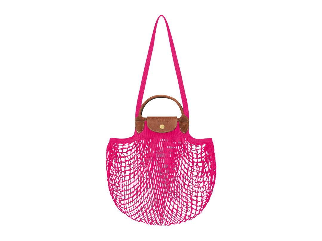 Longchamp Longchamp Le Pliage Filet Mesh Bag L In Cotton Canvas With Gold Metal Hardware Candy