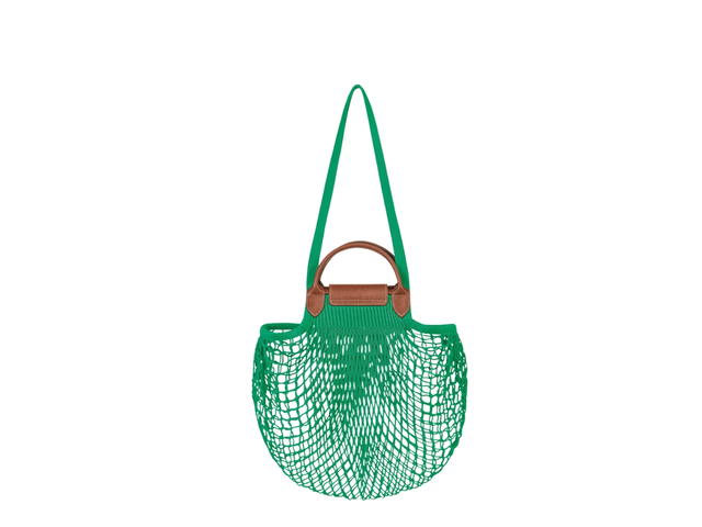 Longchamp Longchamp Le Pliage Filet Mesh Bag L In Cotton Canvas With Gold Metal Hardware Green - view 2