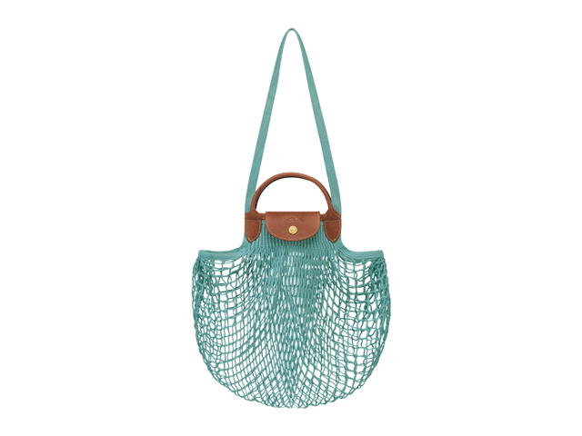 Longchamp Longchamp Le Pliage Filet Mesh Bag L In Cotton Canvas With Gold Metal Hardware Lagoon - view 1