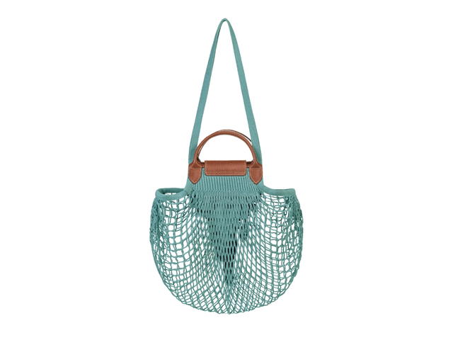 Longchamp Longchamp Le Pliage Filet Mesh Bag L In Cotton Canvas With Gold Metal Hardware Lagoon - view 2