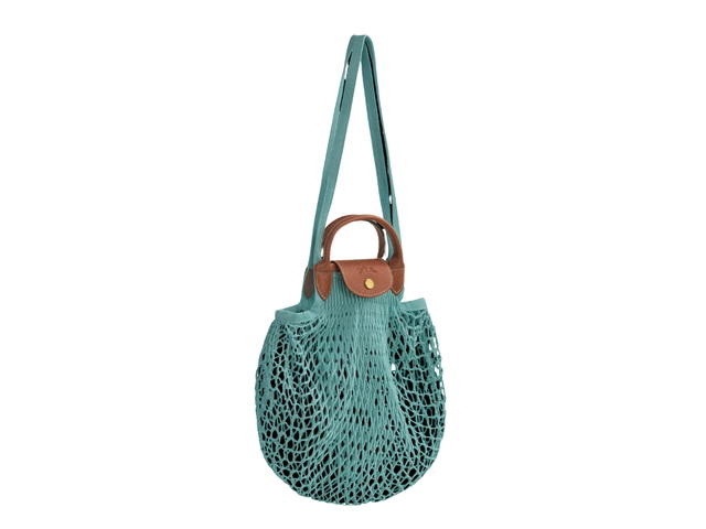 Longchamp Longchamp Le Pliage Filet Mesh Bag L In Cotton Canvas With Gold Metal Hardware Lagoon - view 3