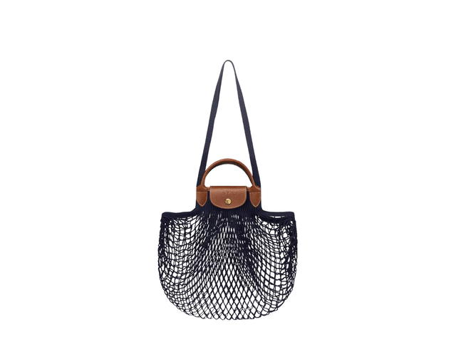 Longchamp Longchamp Le Pliage Filet Mesh Bag L In Cotton Canvas With Gold Metal Hardware Navy - view 1