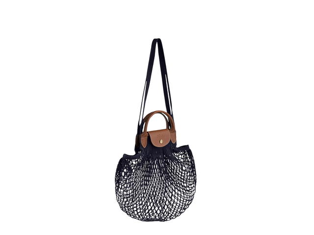 Longchamp Longchamp Le Pliage Filet Mesh Bag L In Cotton Canvas With Gold Metal Hardware Navy - view 2