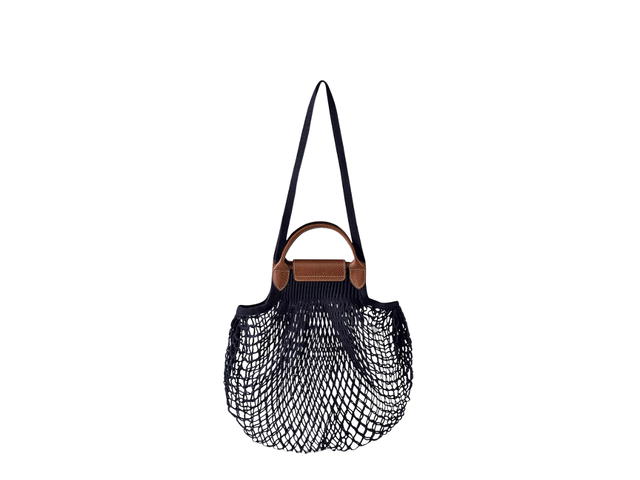 Longchamp Longchamp Le Pliage Filet Mesh Bag L In Cotton Canvas With Gold Metal Hardware Navy - view 3