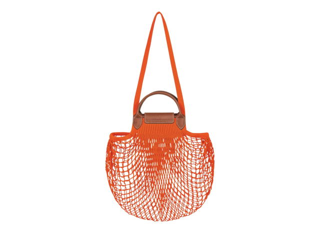 Longchamp Longchamp Le Pliage Filet Mesh Bag L In Cotton Canvas With Gold Metal Hardware Orange - view 2