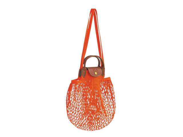 Longchamp Longchamp Le Pliage Filet Mesh Bag L In Cotton Canvas With Gold Metal Hardware Orange - view 3