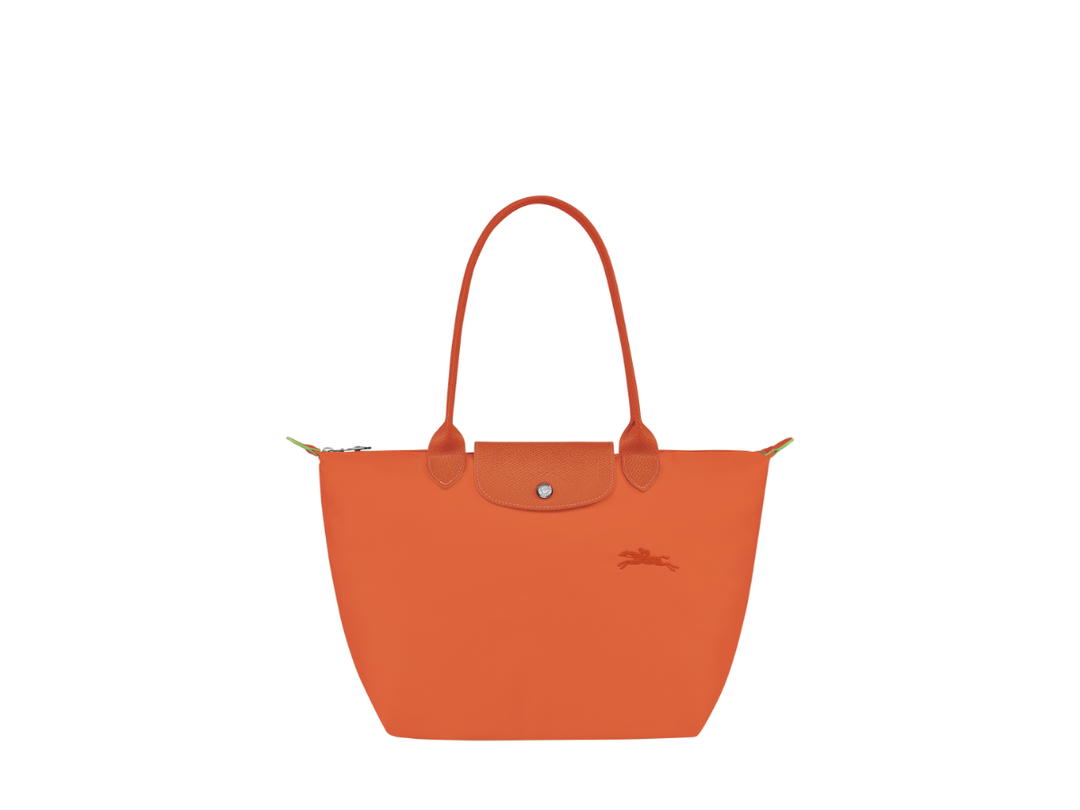 Longchamp Longchamp Le Pliage Green M Tote Bag In Recycled Polyamide Canvas With Silver Color Metallic Hardware Carot