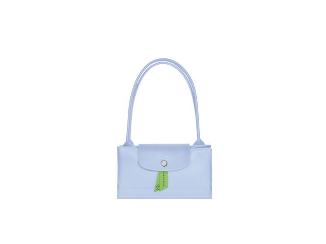 Longchamp Longchamp Le Pliage Green M Tote Bag In Recycled Polyamide Canvas With Silver Color Metallic Hardware Sky Blue - view 3