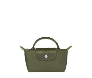Buy Longchamp Le Pliage Green Pouch With Handle In Recycled Canvas With Silver Hardware Forest at Sasom – Authentic and Ready to Ship