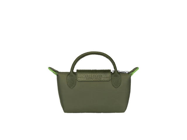 Longchamp Longchamp Le Pliage Green Pouch With Handle In Recycled Canvas With Silver Hardware Forest - view 2