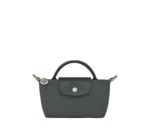Buy Longchamp Le Pliage Green Pouch With Handle In Recycled Canvas With Silver Hardware Graphite at Sasom – Authentic and Ready to Ship