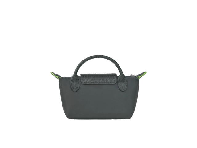 Longchamp Longchamp Le Pliage Green Pouch With Handle In Recycled Canvas With Silver Hardware Graphite - view 2