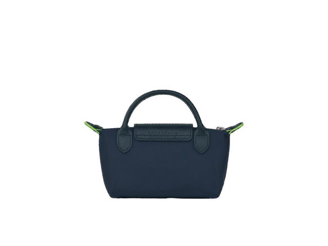 Longchamp Longchamp Le Pliage Green Pouch With Handle In Recycled Canvas With Silver Hardware Navy - view 2