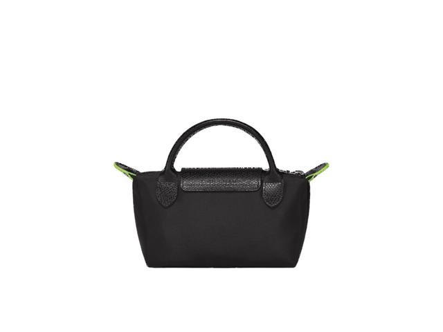 Longchamp Longchamp Le Pliage Green Pouch With Handle In Recycled Canvas With Silver Hardware Black - view 2