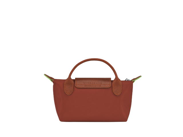 Longchamp Longchamp Le Pliage Green Pouch With Handle In Recycled Canvas With Silver Hardware Chestnut - view 2