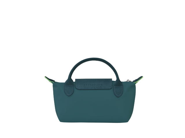 Longchamp Longchamp Le Pliage Green Pouch With Handle In Recycled Canvas With Silver Hardware Peacock - view 2