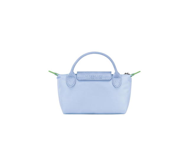 Longchamp Longchamp Le Pliage Green Pouch With Handle In Recycled Canvas With Silver Hardware Sky Blue - view 2