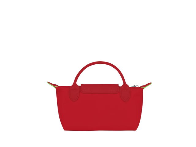 Longchamp Longchamp Le Pliage Green Pouch With Handle In Recycled Canvas With Silver Hardware Tomato - view 2