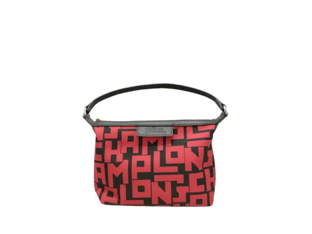 Longchamp Longchamp Le Pliage LGP Clutch In Polyamide Canvas With Silver Hardware Red Black - view 1
