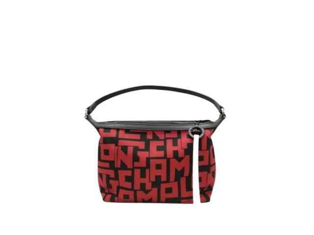 Longchamp Longchamp Le Pliage LGP Clutch In Polyamide Canvas With Silver Hardware Red Black - view 2