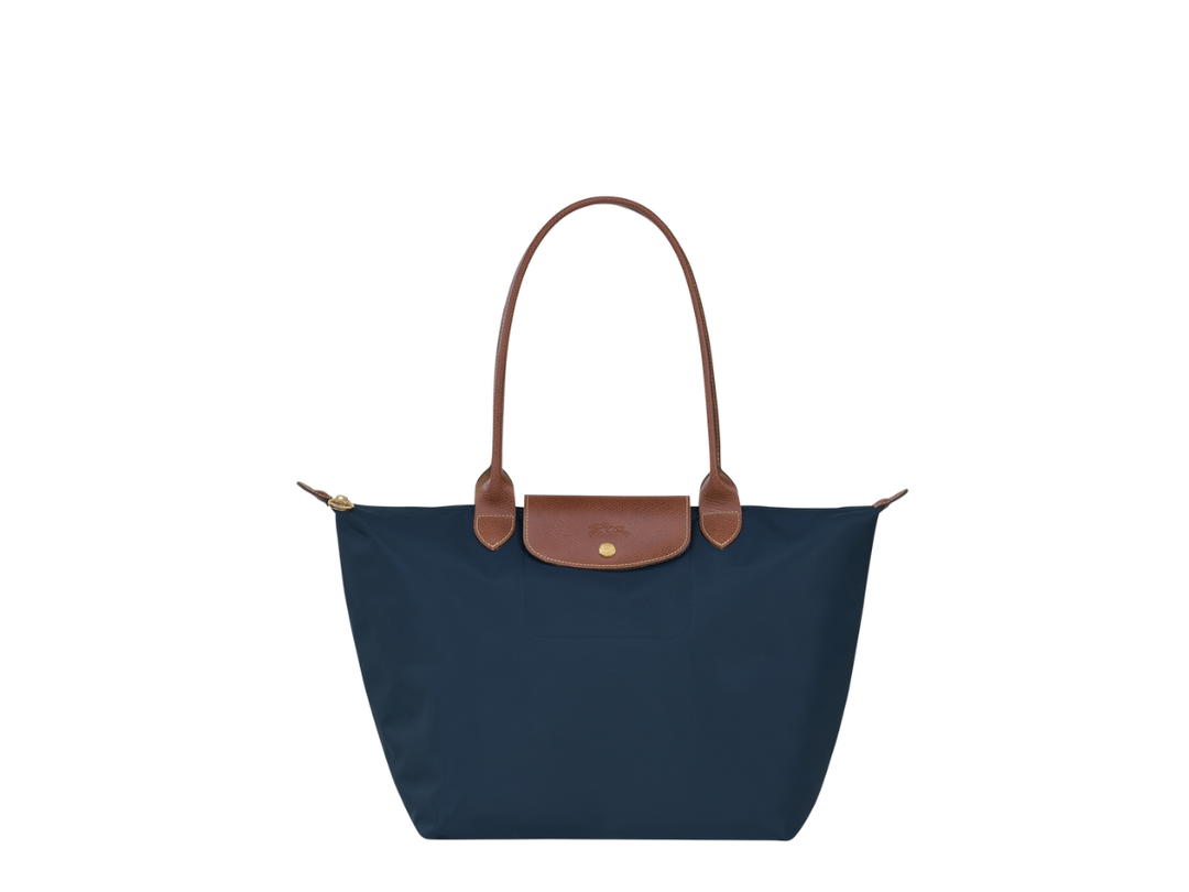 Longchamp Longchamp Le Pliage Original L Tote Bag In Recycled Canvas With Gold Metal Hardware Navy
