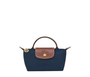 Buy Longchamp Le Pliage Original Pouch With Handle In Recycled Canvas With Gold Hardware Navy at Sasom – Authentic and Ready to Ship
