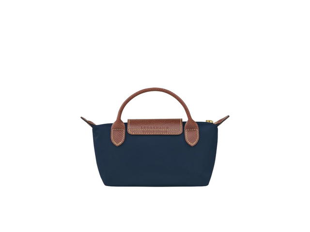 Longchamp Longchamp Le Pliage Original Pouch With Handle In Recycled Canvas With Gold Hardware Navy - view 2