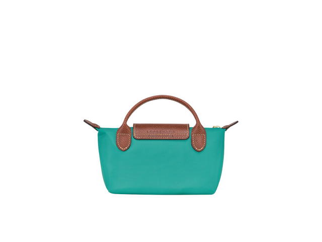 Longchamp Longchamp Le Pliage Original Pouch With Handle In Recycled Canvas With Gold Hardware Turquoise - view 2
