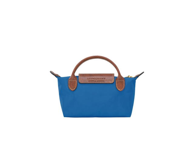 Longchamp Longchamp Le Pliage Original Pouch With Handle In Recycled Canvas With Gold Hardware Cobalt - view 2
