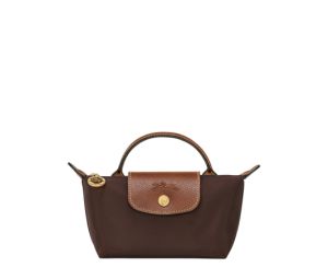Buy Longchamp Le Pliage Original Pouch With Handle In Recycled Canvas With Gold Hardware Ebony at Sasom – Authentic and Ready to Ship
