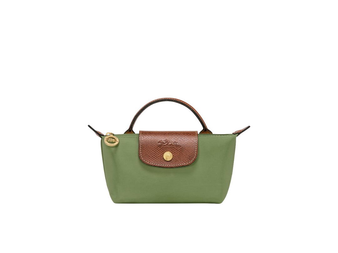 Longchamp Longchamp Le Pliage Original Pouch With Handle In Recycled Canvas With Gold Hardware Lawn-Grenadine