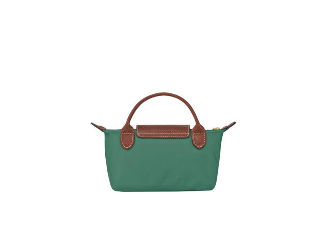 Longchamp Longchamp Le Pliage Original Pouch With Handle In Recycled Canvas With Gold Hardware Sage - view 3