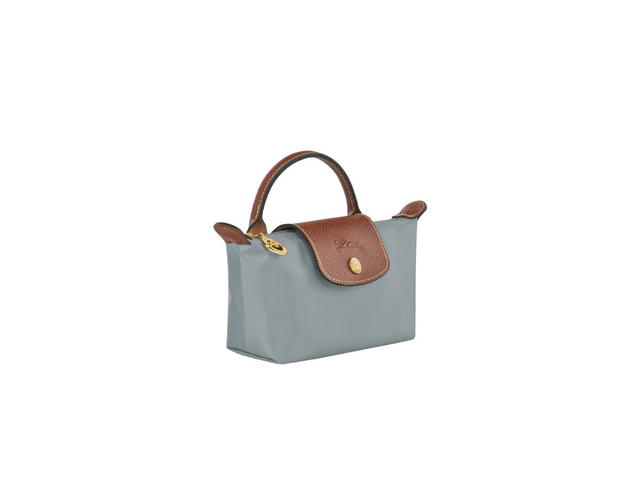 Longchamp Longchamp Le Pliage Original Pouch With Handle In Recycled Canvas With Gold Hardware Steel - view 2