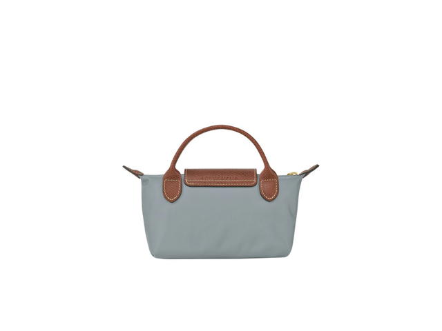 Longchamp Longchamp Le Pliage Original Pouch With Handle In Recycled Canvas With Gold Hardware Steel - view 3