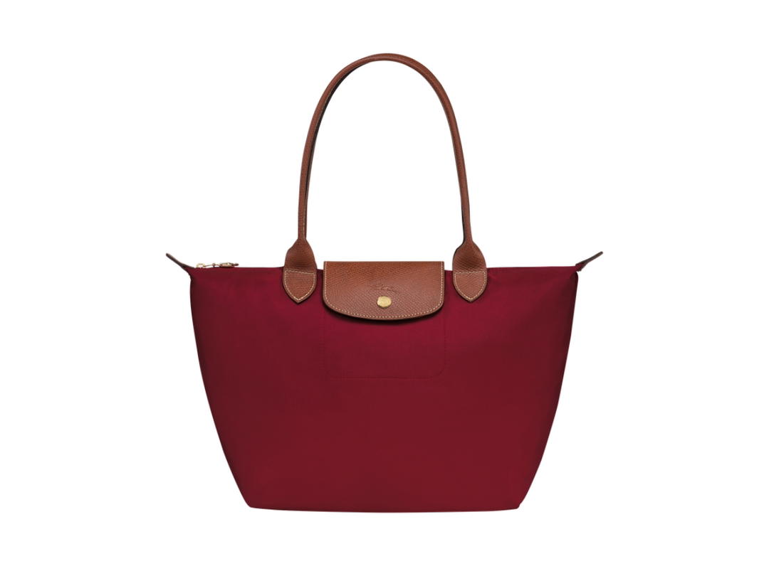 Longchamp Longchamp Le Pliage Original Tote Bag M In Recycled Canvas With Gold Hardware Dark Red