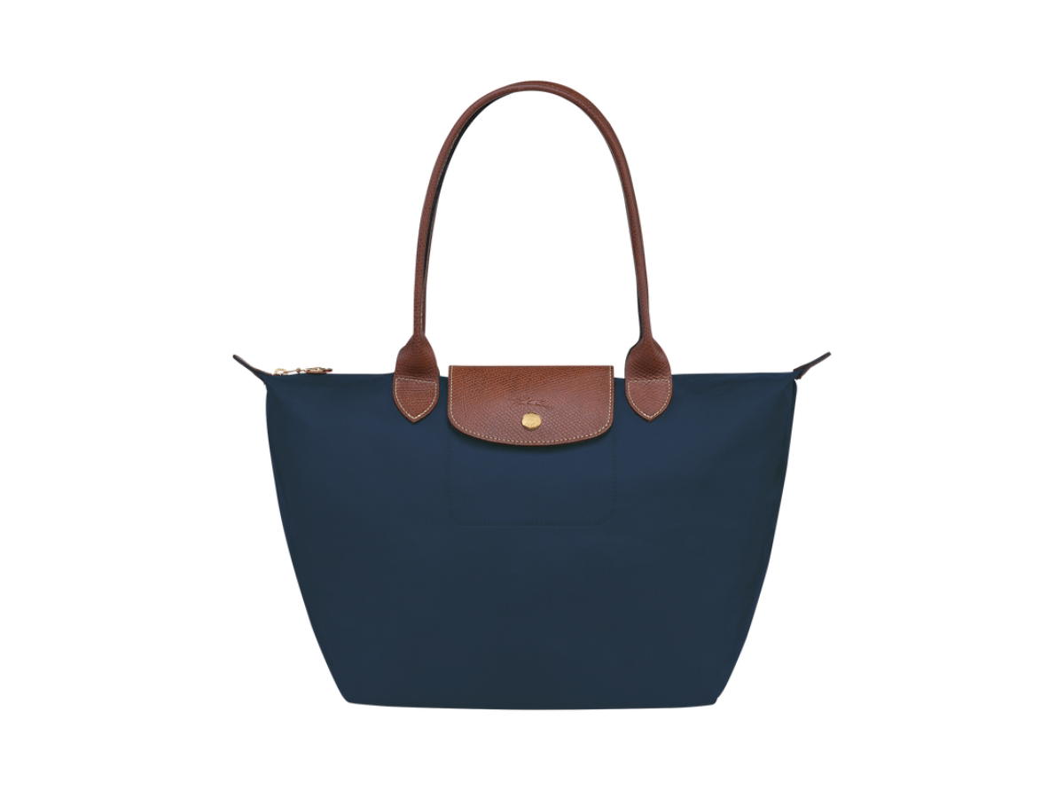 Longchamp Longchamp Le Pliage Original Tote Bag M In Recycled Canvas With Gold Hardware Navy