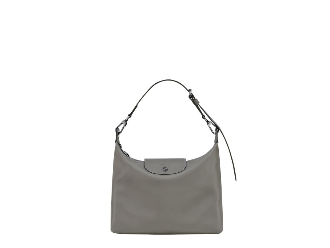 Longchamp Longchamp Le Pliage Xtra M Hobo Bag In Cowhide Leather With Dark Silver Metal Hardware Turtledove